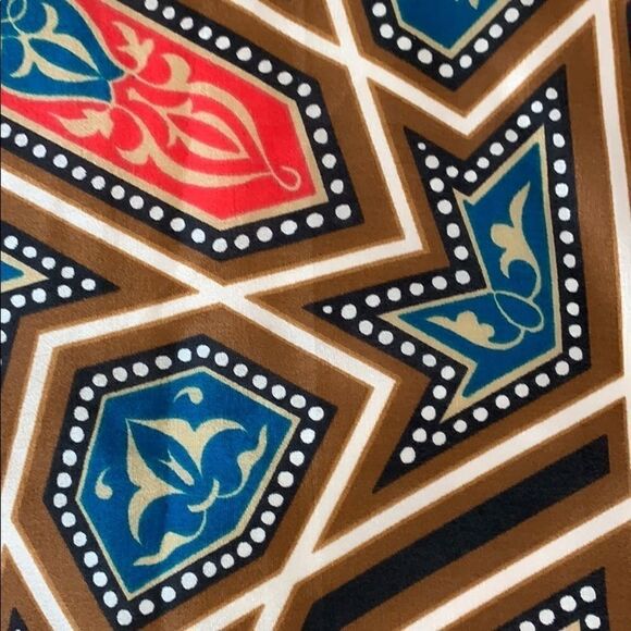 Vtg Anne Klein brown red blue Mandela design scarf - Picture 4 of 8